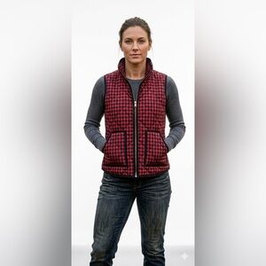 J. Crew Excursion Quilted Puffer Vest Red Buffalo Plaid Women’s S NWT